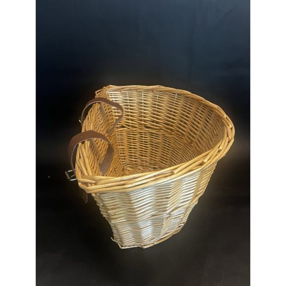 Bicycle Front Basket | Wicker Bike Storage| Straps | Hang | 10x13 | VTG Style - Picture 2 of 9